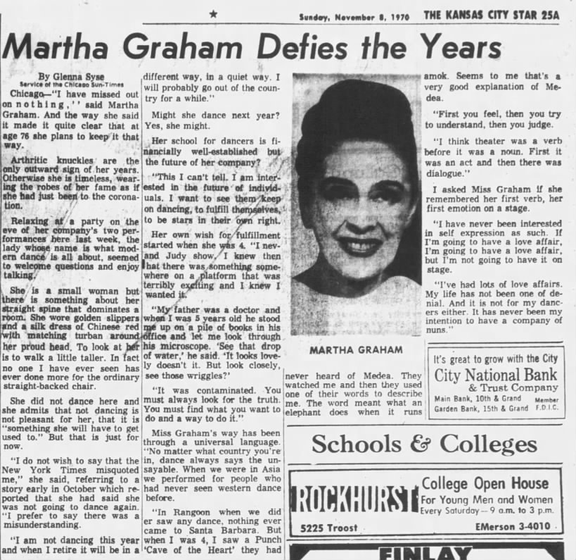 "Theater was a verb before it was a noun" -- Martha Graham (1970).