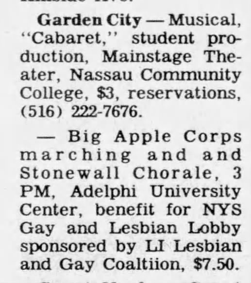 Lesbian & Gay Big Apple Corps marching band (1983).
