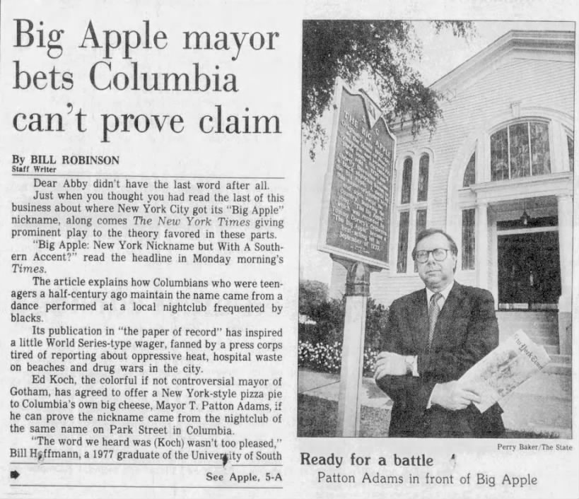 NYC-Columbia, SC "Big Apple" bet (1988).