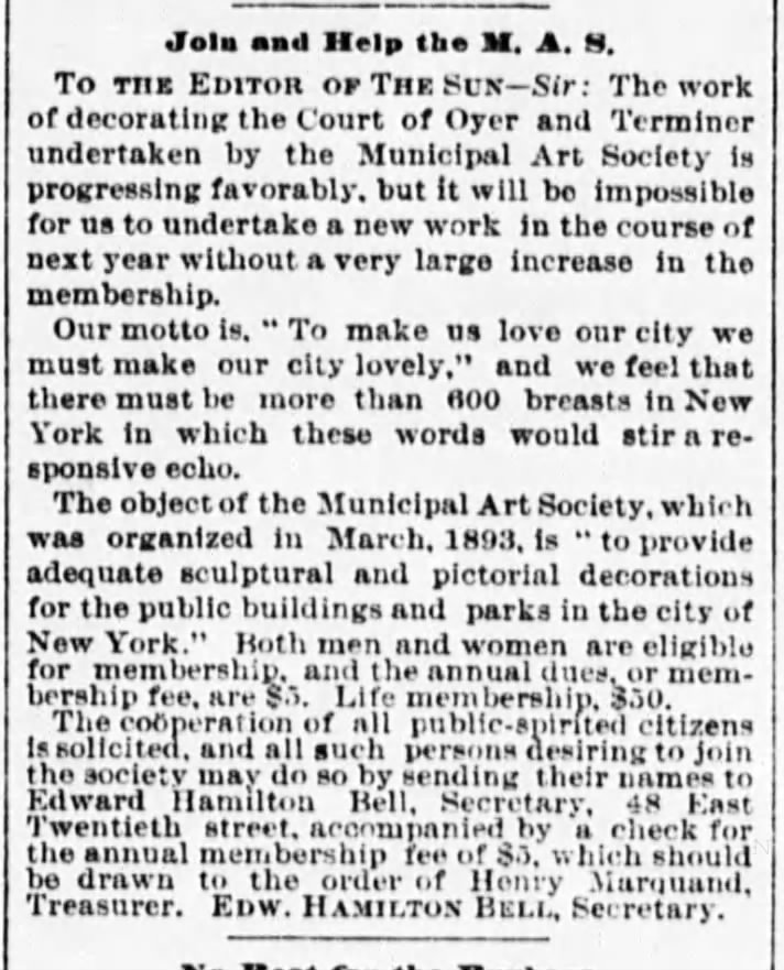 "To make us love our city we must make our city lovely" (1894).
