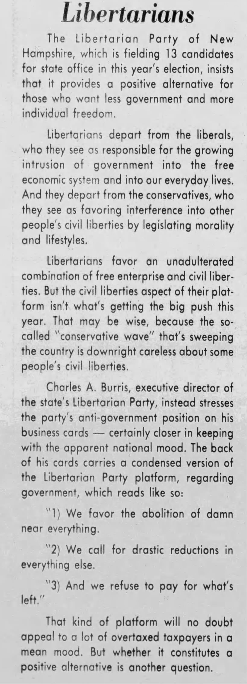 Libertarian Party platform (1978).