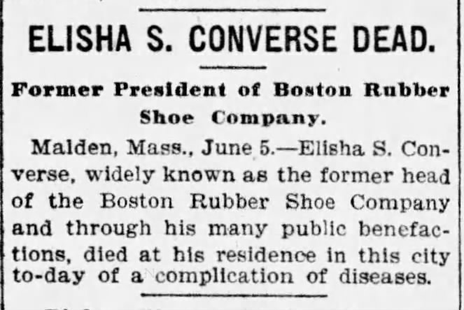 Converse, Elisha News Clipping Re Death 06 Jun 1904