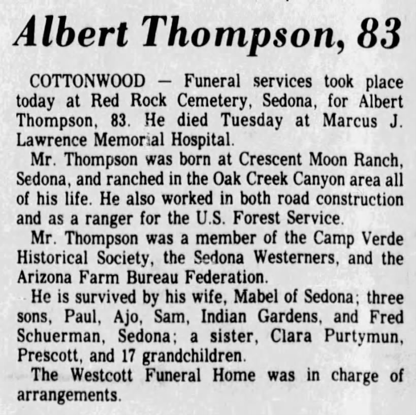 Obituary for Albert Thompson (Aged 83)