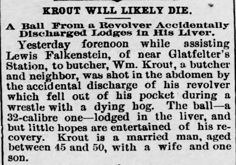 William Krout butchering accident-Dec 1892