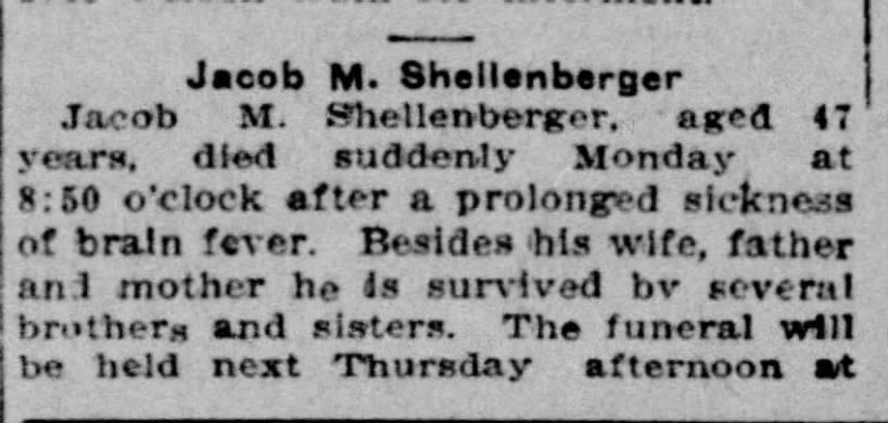 Jacob Shellenberger partial obit-Mar 1908
