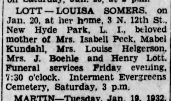 Louisa Somers Lott obituary