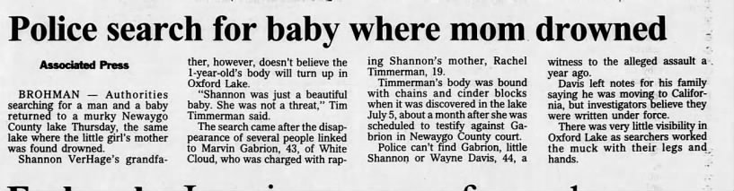 Police search for baby where mom drowned Aug 22, 1997 Lansing State Journal