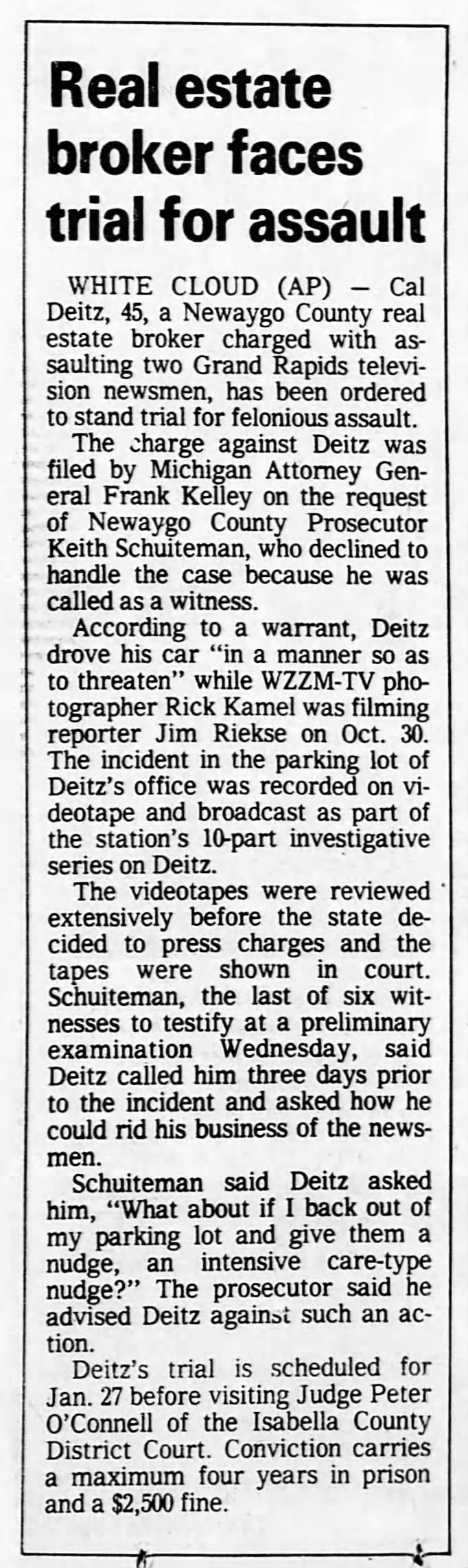 Real estate broker faces assault Jan 22, 1981 Lansing State Journal