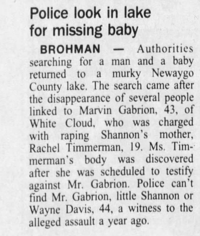 Police look in lake for missing baby Aug 22, 1997 Times Herald
