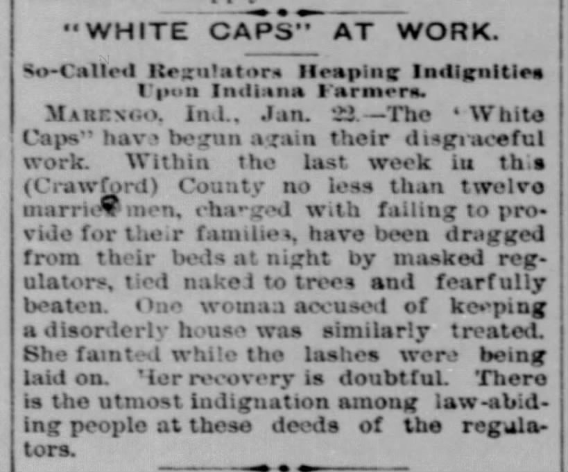 White Caps Indiana, 1887