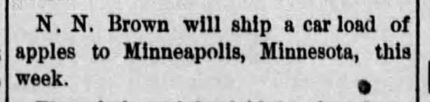 Sept 1888 -- NN Brown shipping apples to Minneapolis