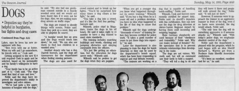 Akron Beacon Journal 14 May 1995 Summit County Sheriff Part 2
