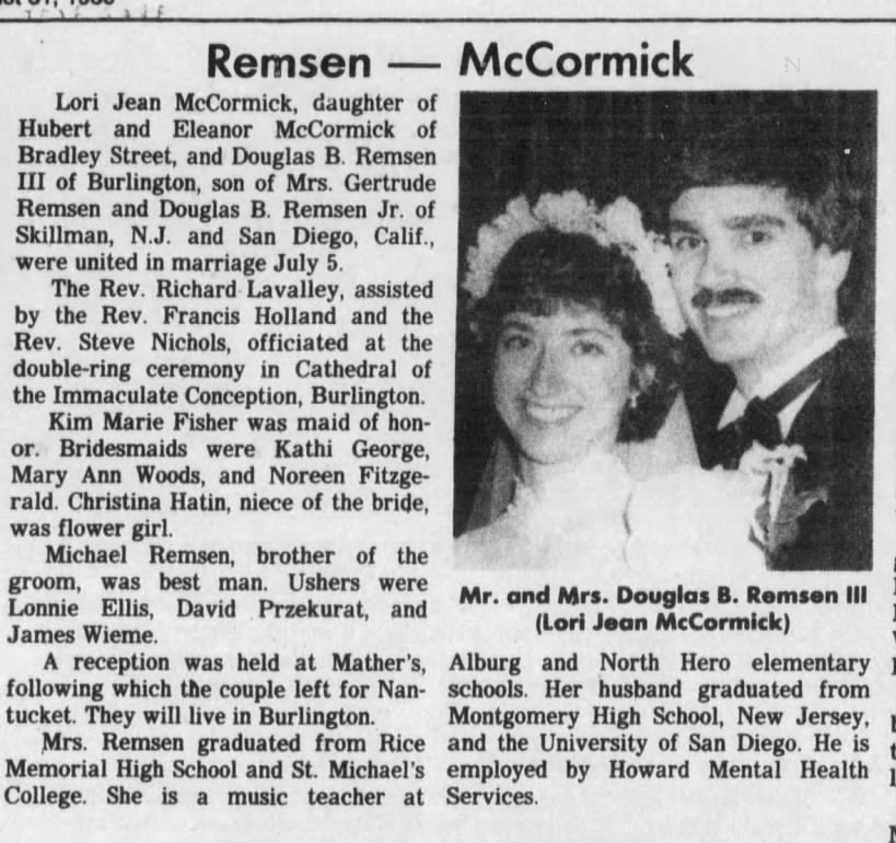 Remsen, III,-McCormick wed