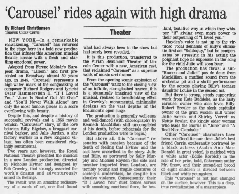Carousel Review Chi.Tribune (3-25-94)