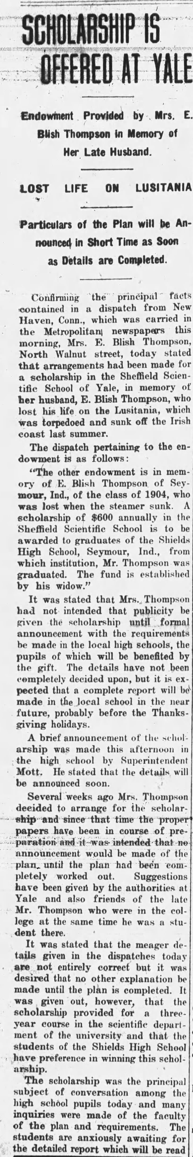 Thompson Scholarship