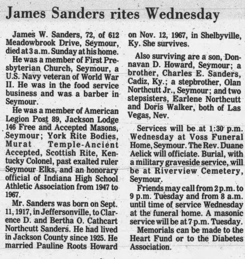 Obituary for James W. Sanders