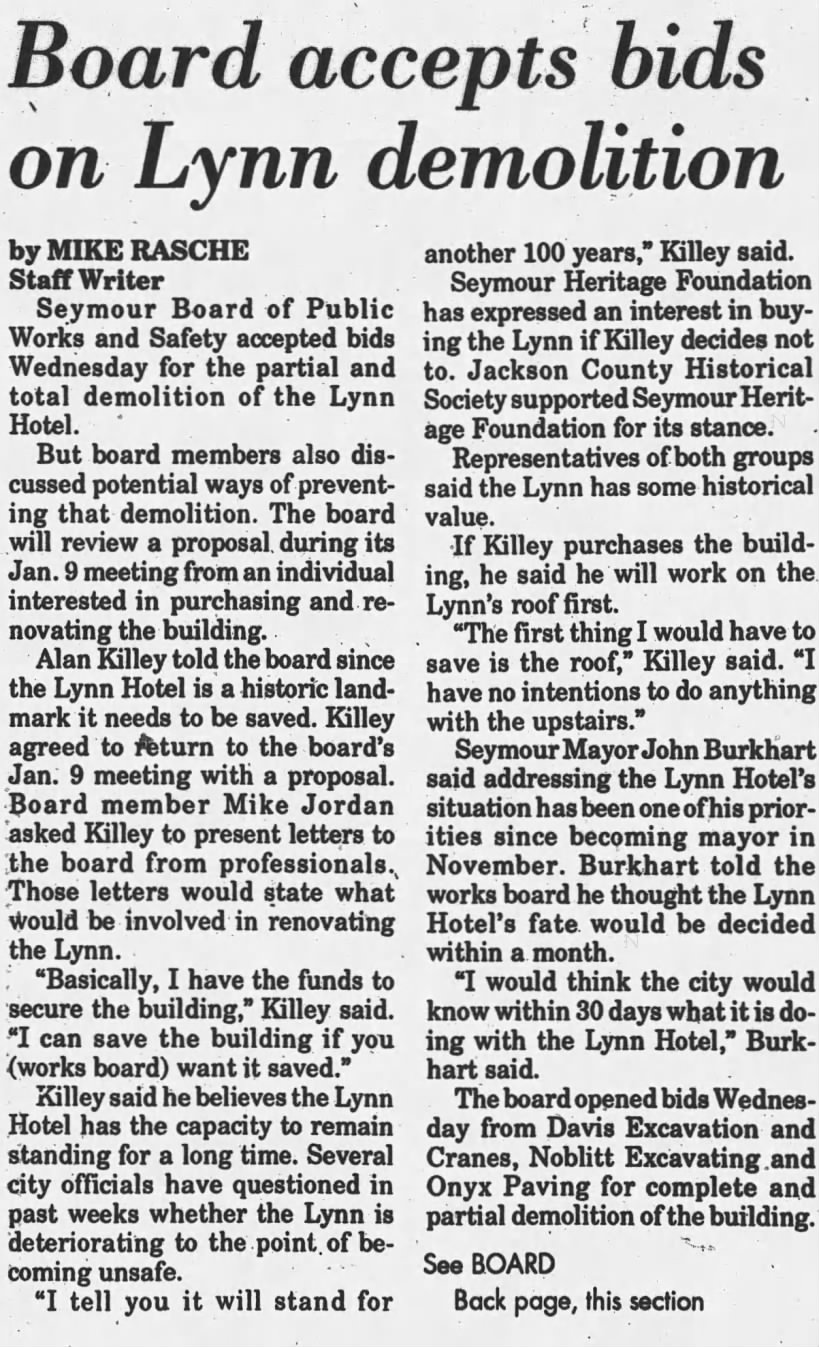Board accepts bids on the Lynn demolition