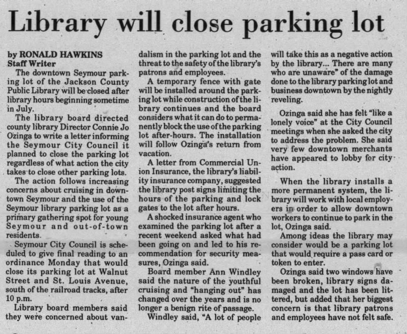 Library will close parking lot