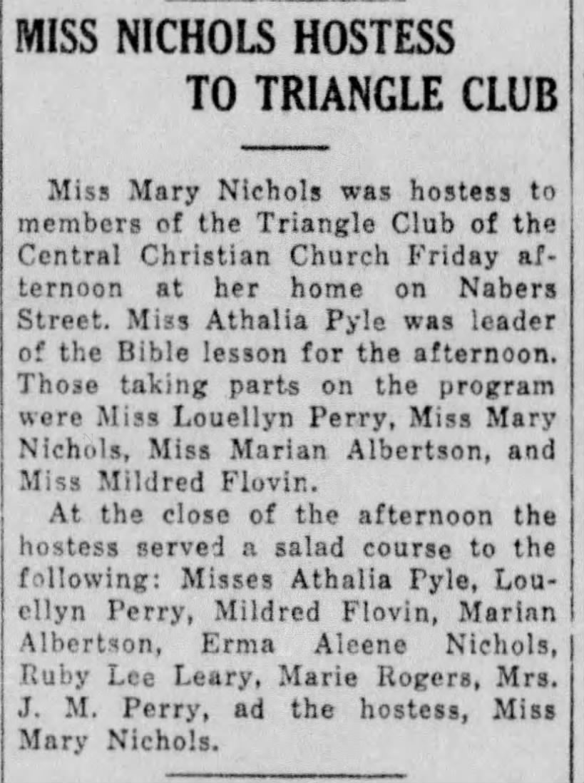 Mildred Kirkland? Vernon, TX 1/5/1929