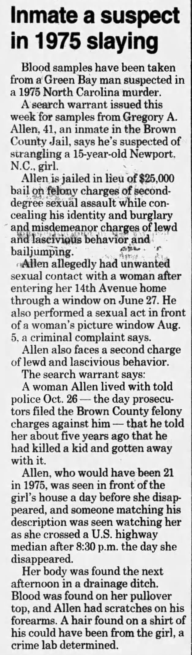 Gregory Allen - North Carolina Suspect