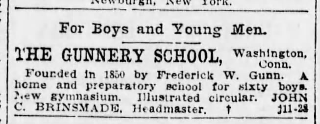 Frederick William Gunn school - The Gunnery - advertisement.