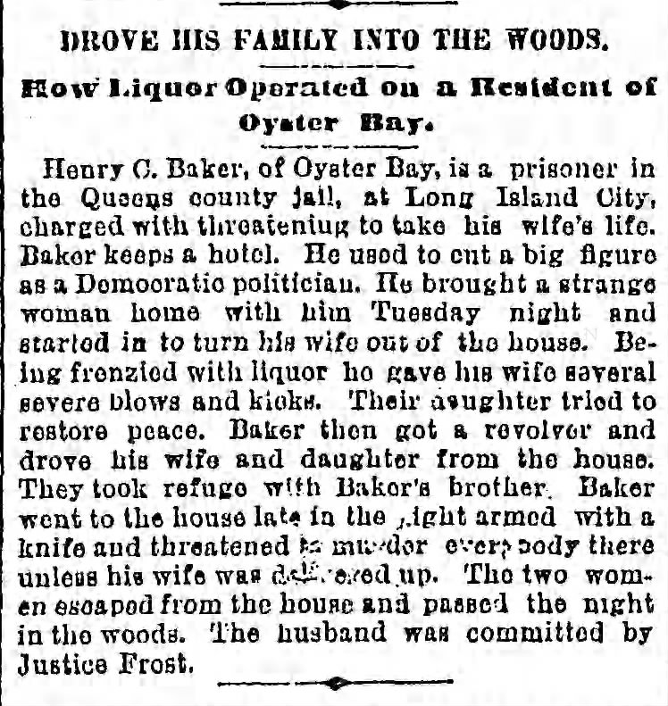 Henry C. Baker: Drove Family into Woods
Nov 1890
