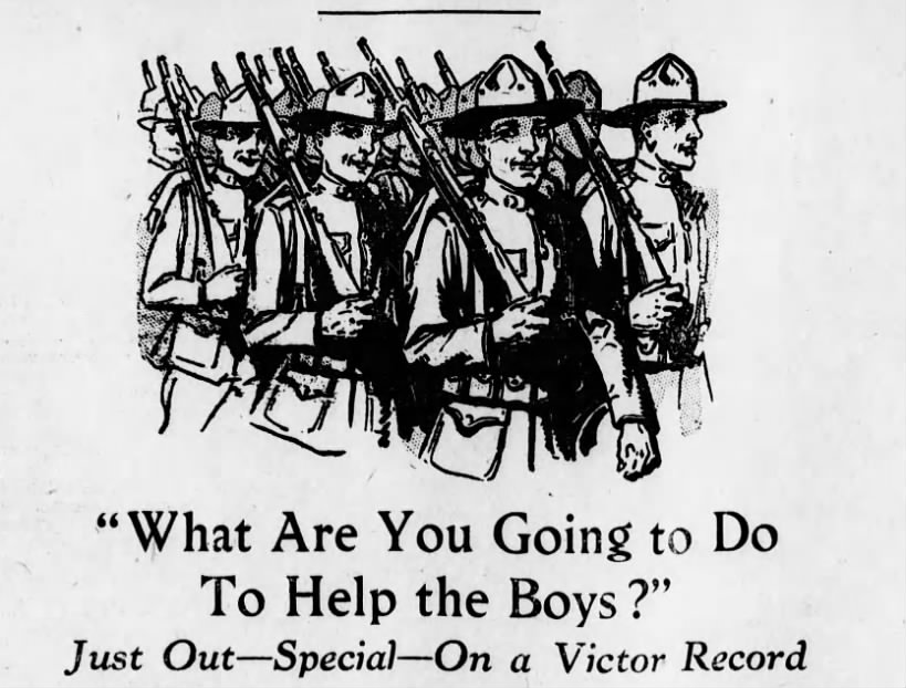 Graphic WWI record advertisement