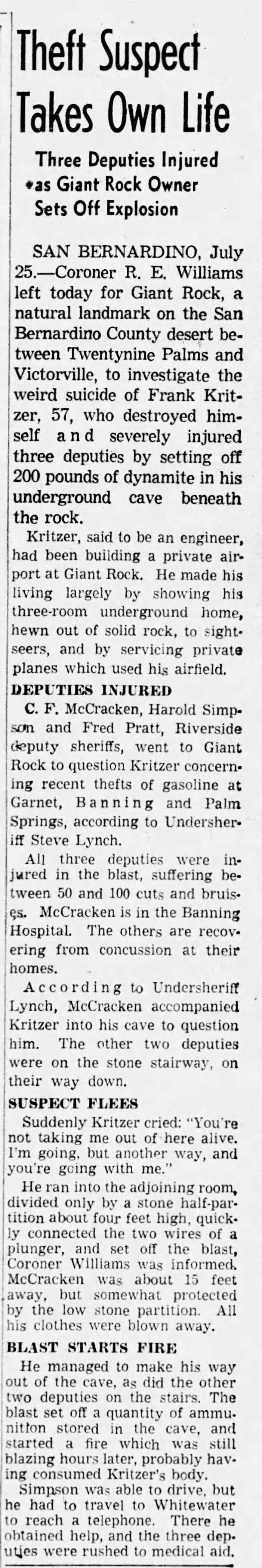 Giant Rock details from LA Times, 26 July 1942
