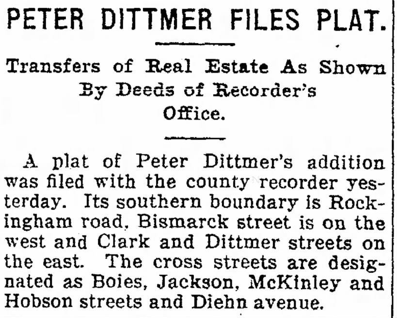 Dittmer plat Republican 3 May 1901 p.6
