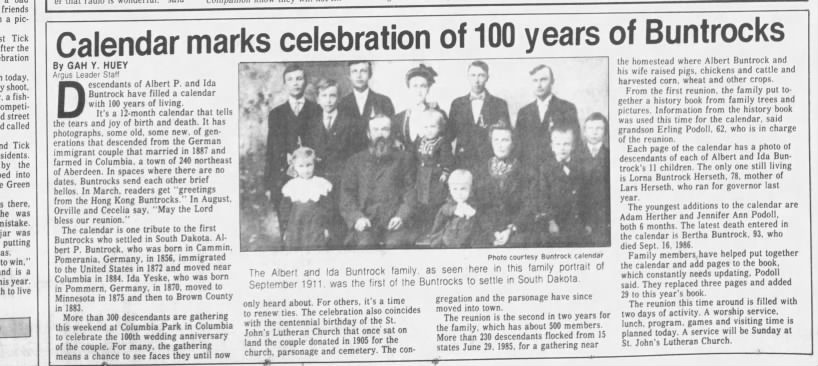 Calendar marks celebration of 100 years of Buntrocks