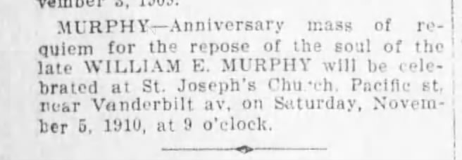 William E. Murphy death anniversary Mass Brooklyn Eagle 4 Nov 1910