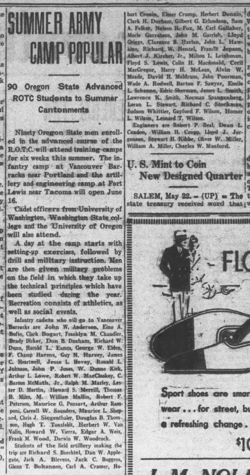 Edric Sherman Corvallis Gazette Times 22 May 1931