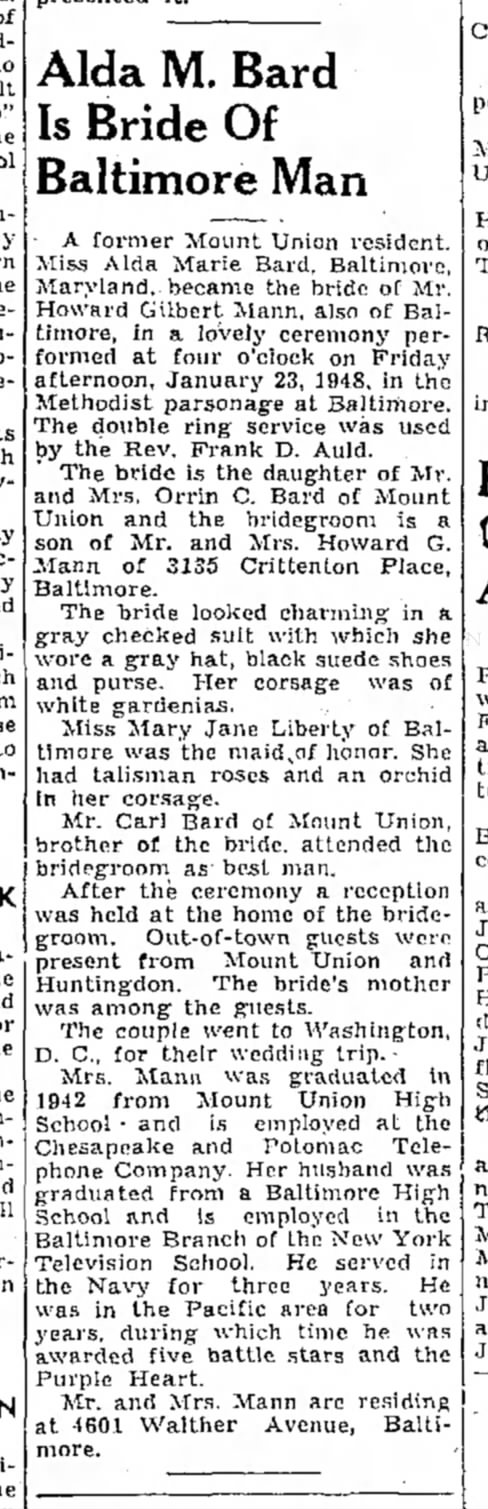 Alda M. Bard weds-TDN-p.8-10 Feb 1948