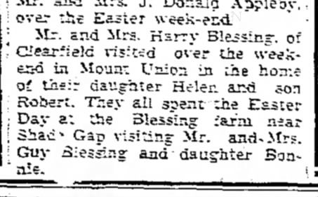 Harry Blessing visits Shade Gap-21 Apr 1949 TDN