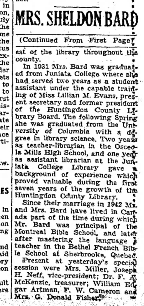 Mrs. Sheldon Bard-Librarian-page 19, 25 June 1953-TDN, part 2