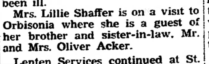 Oliver Acker's sister-Bedford Gazette-p.6-20 Mar 1953