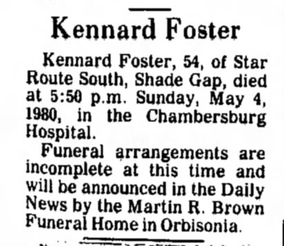 Kennard Foster dies-TDN-p.2-5 May 1980