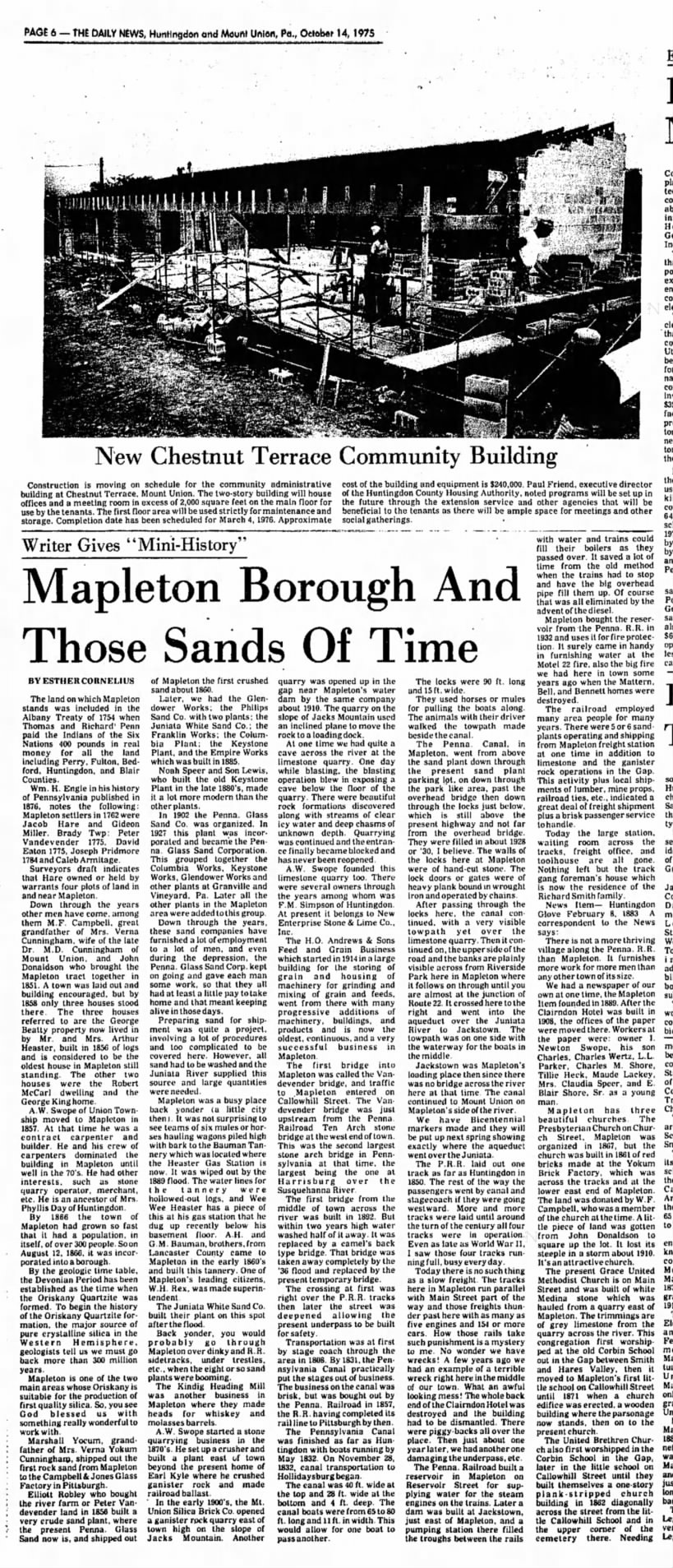 Mapleton History-TDN, Huntingdon PA 15 Oct 1975 p6