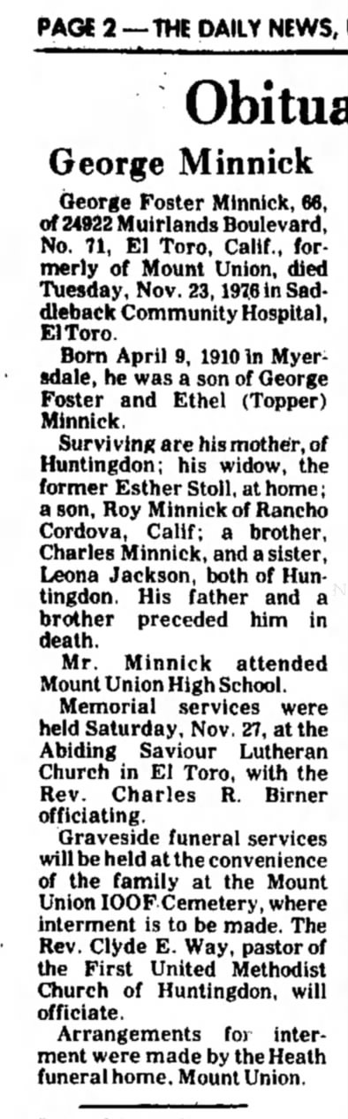 George Foster Minnick, Jr.-Obit-TDN-p.2-4 Dec 1976