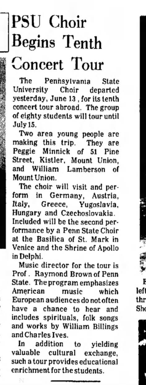 Margaret "Peggy" Minnick-Choir-p.9-TDN-14 June 1974
