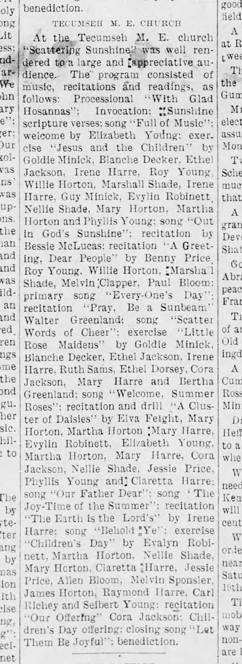 Goldie, Guy Minick perform-Everett Press-18 Jun 1909 p1