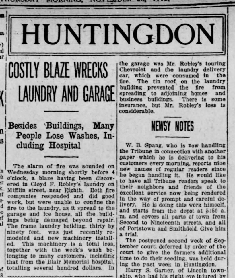 Robley laundry burns-Altoona Tribune-28 Nov 1918 p7