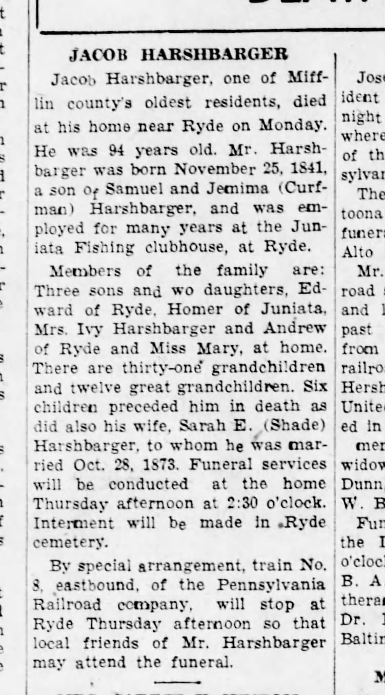 Jacob Harshbarger Altoona Tribune-11 Nov 1936 p12