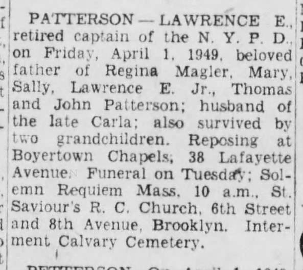 Lawrence E Patterson obituary
