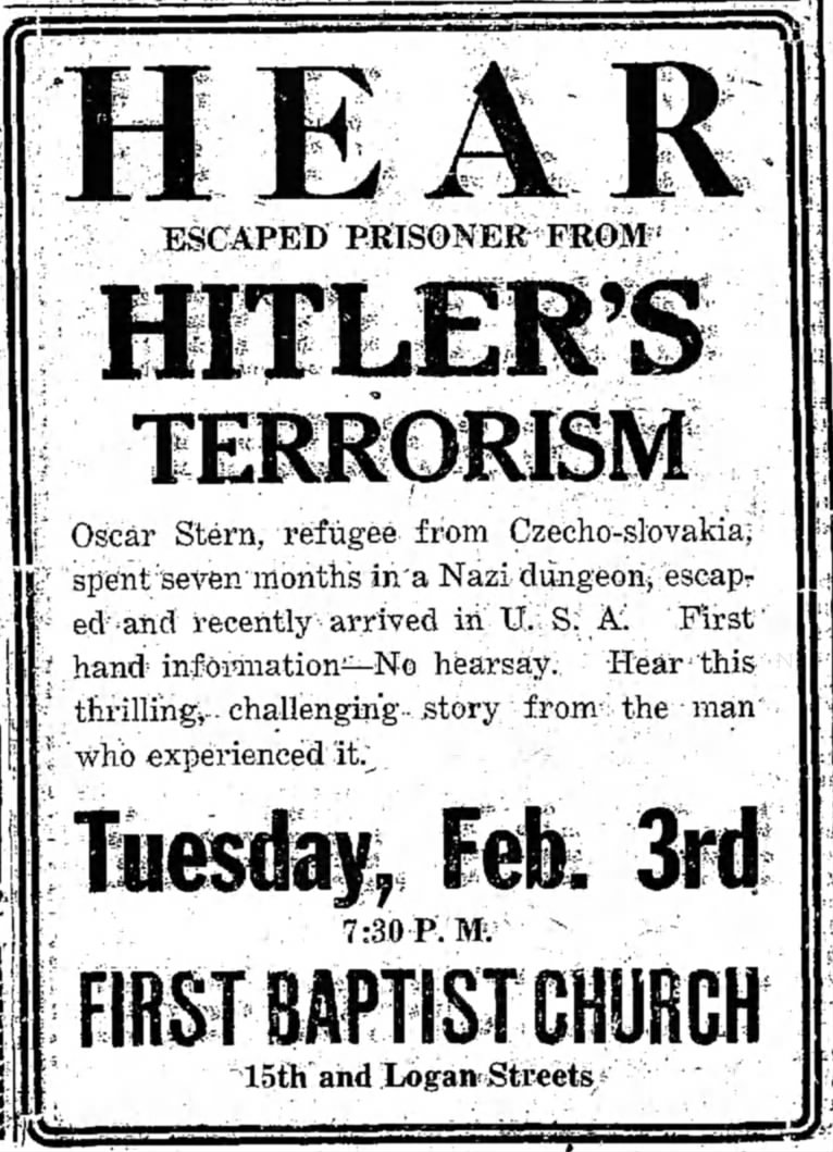 Oscar Stern ad, The Daily Independent (Murphrysboro, IL), 03 Feb 1942, page 2, column 5 & 6