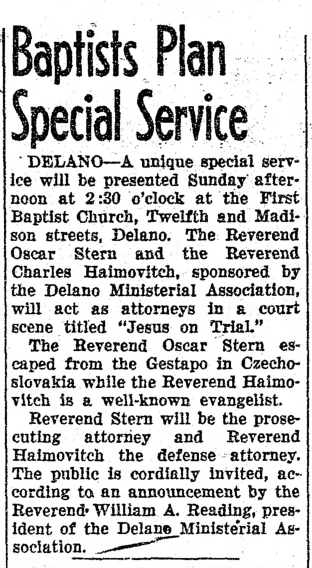 Oscar Stern, The Bakersfield (CA), 29 Apr 1949, page 25, column 2