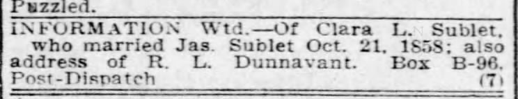 Clara L Dunnavant d/of William V?