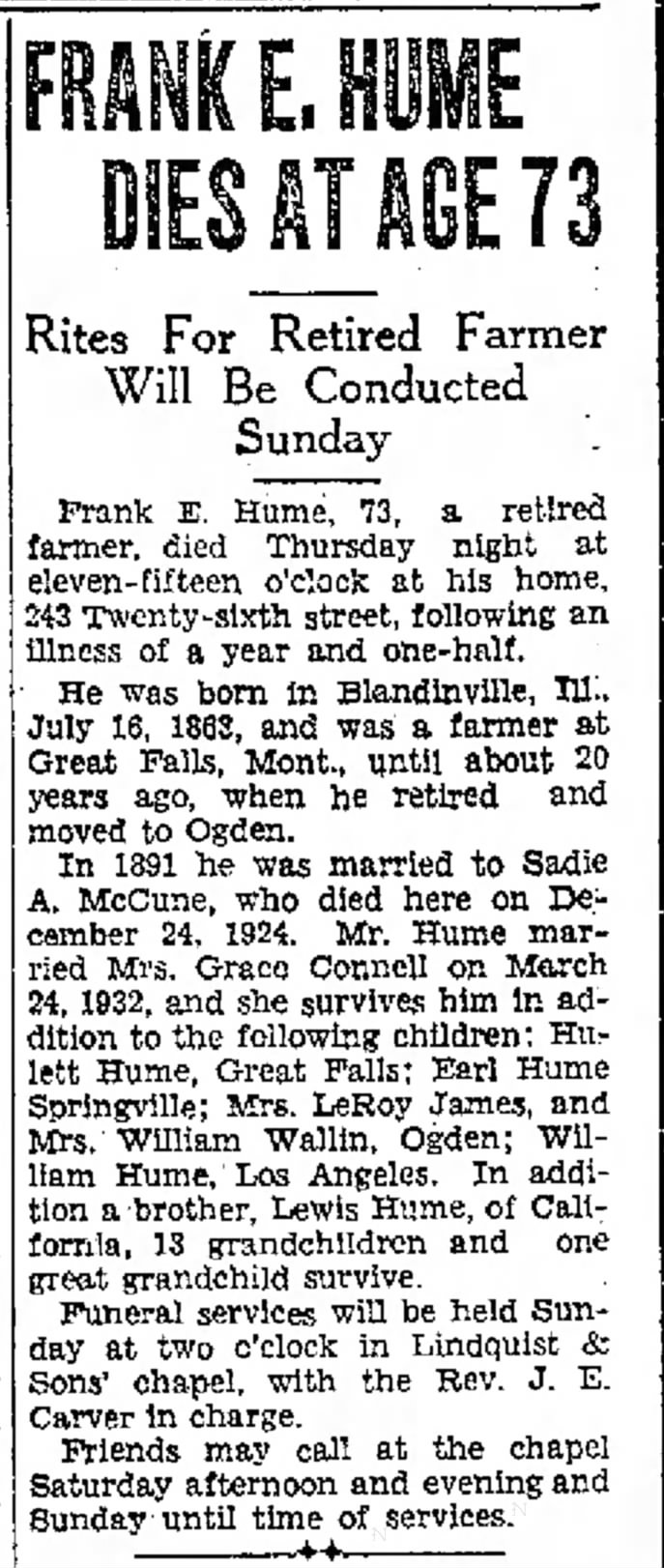 Frank Hume obituary