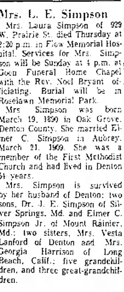 Laura Ezell Simpson Obituary