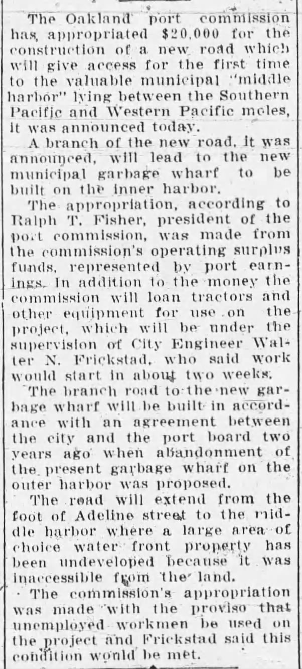 1932-06-01 Oak builds new road to garbage wharf